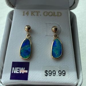 Elegant ocean wave colored 14 kt gold earrings 🌊🌅